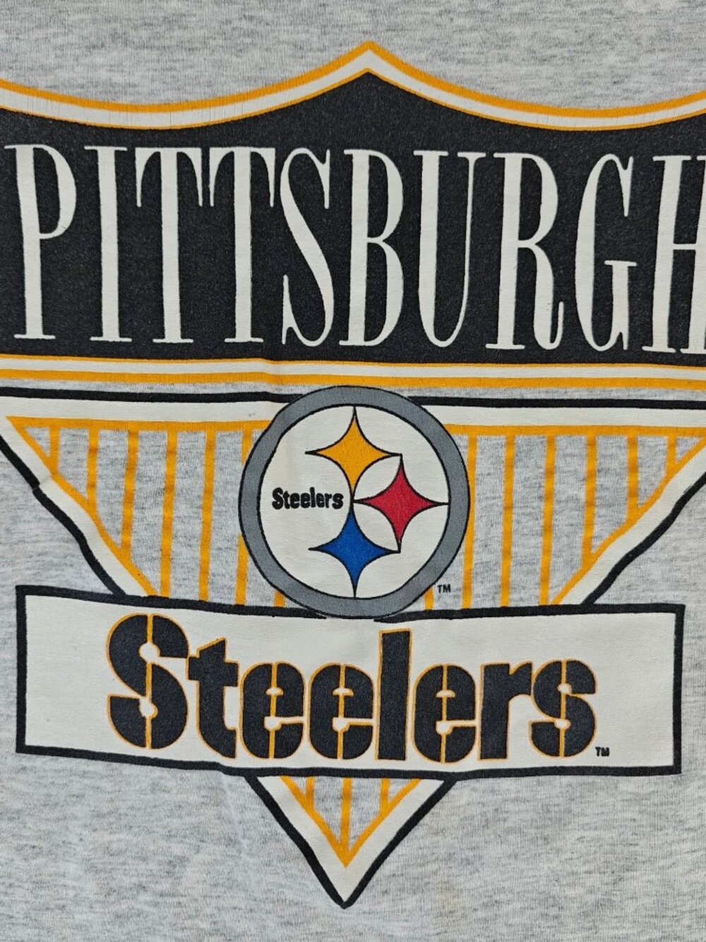 Vintage NFL Pittsburgh Steelers Graphic T-Shirt Women's Medium Gray Shield Logo - Picture 2 of 12